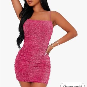 Hot pink sparkly mini dress